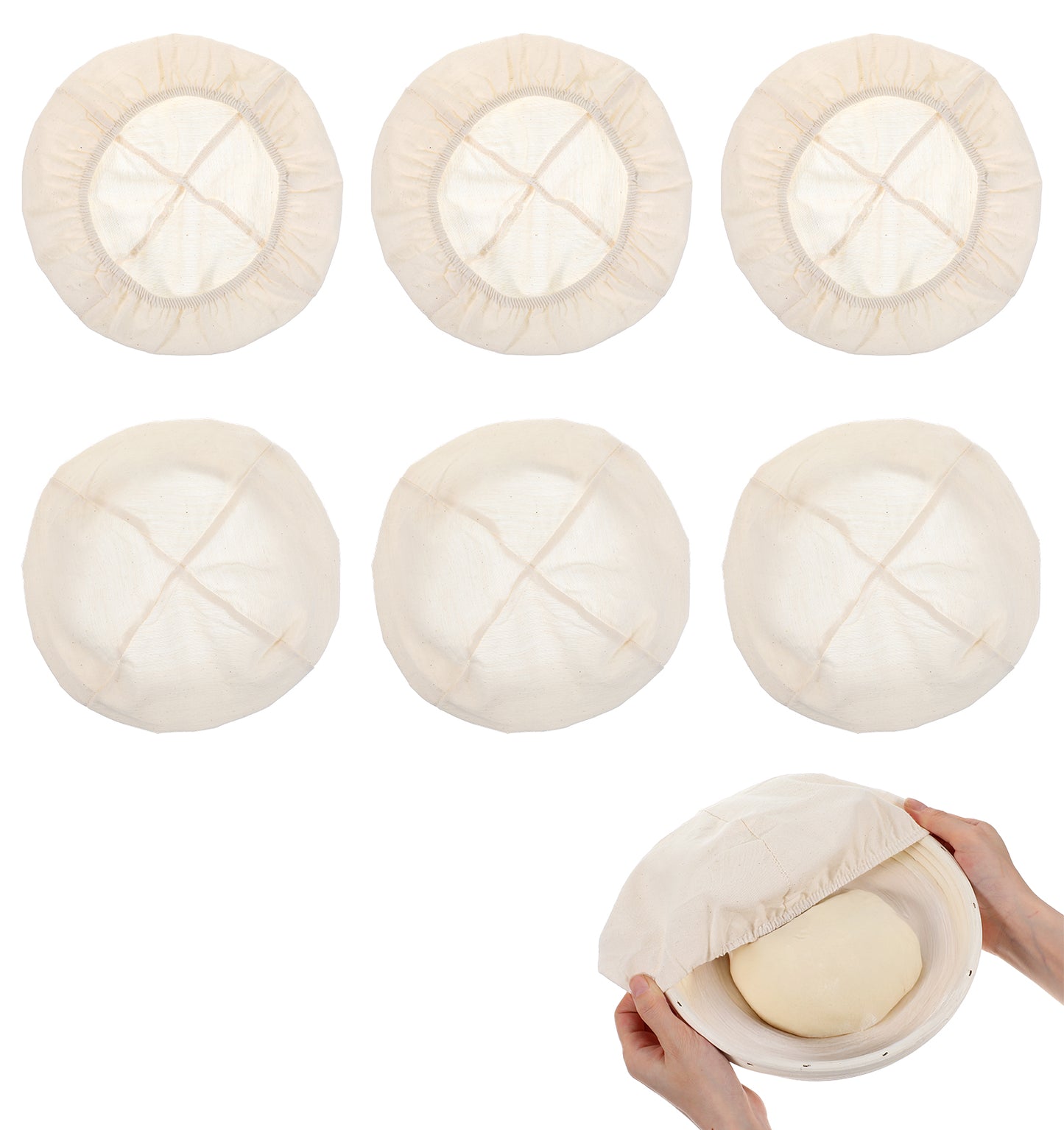 6 Pcs Bread Proofing Cover, 20 cm Reusable Bowl Covers for Bread Proofing, Banneton Cover for Sourdough Rising, Beeswax, Baking Restaurant Home Kitchen