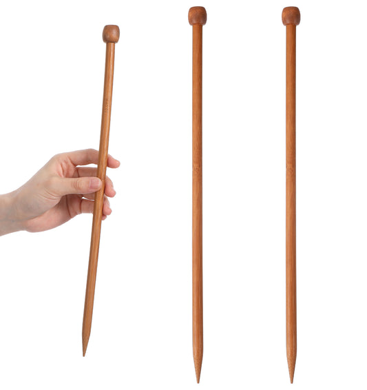 2 Pcs Wooden Knitting Needles, 35 cm Extra Long Bamboo Knitting Needles for Chunky Yarn, Smooth & Comfortable for Sweaters, Scarves & Blankets (Size 10)