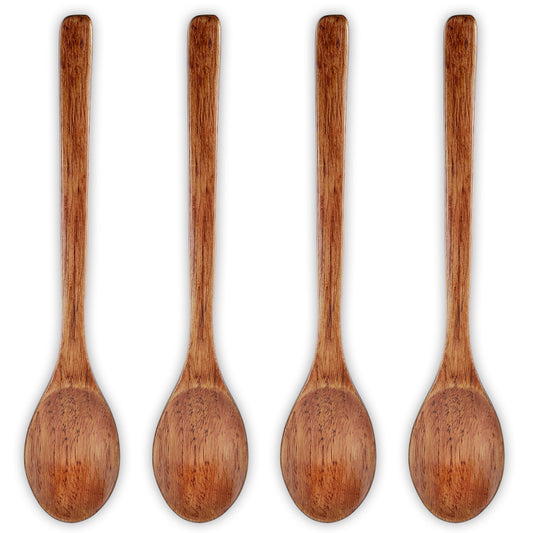 Classicseali 4pcs Wooden Cooking Spoons, Long Handle Wooden Spoons for Cooking, Woodens Cookings Spoon, for Stirring, Serving, Mixing, Tea, Coffee, Jam, Sugar, Ice Cream and Bath Salts