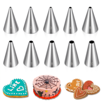 Classicseali 10 Pcs Piping Tips,Stainless Steel Round Piping Tip,Small Piping Tips,Suitable for Cupcakes and Cake Decorating,Cookies,Cupcakes,Silver