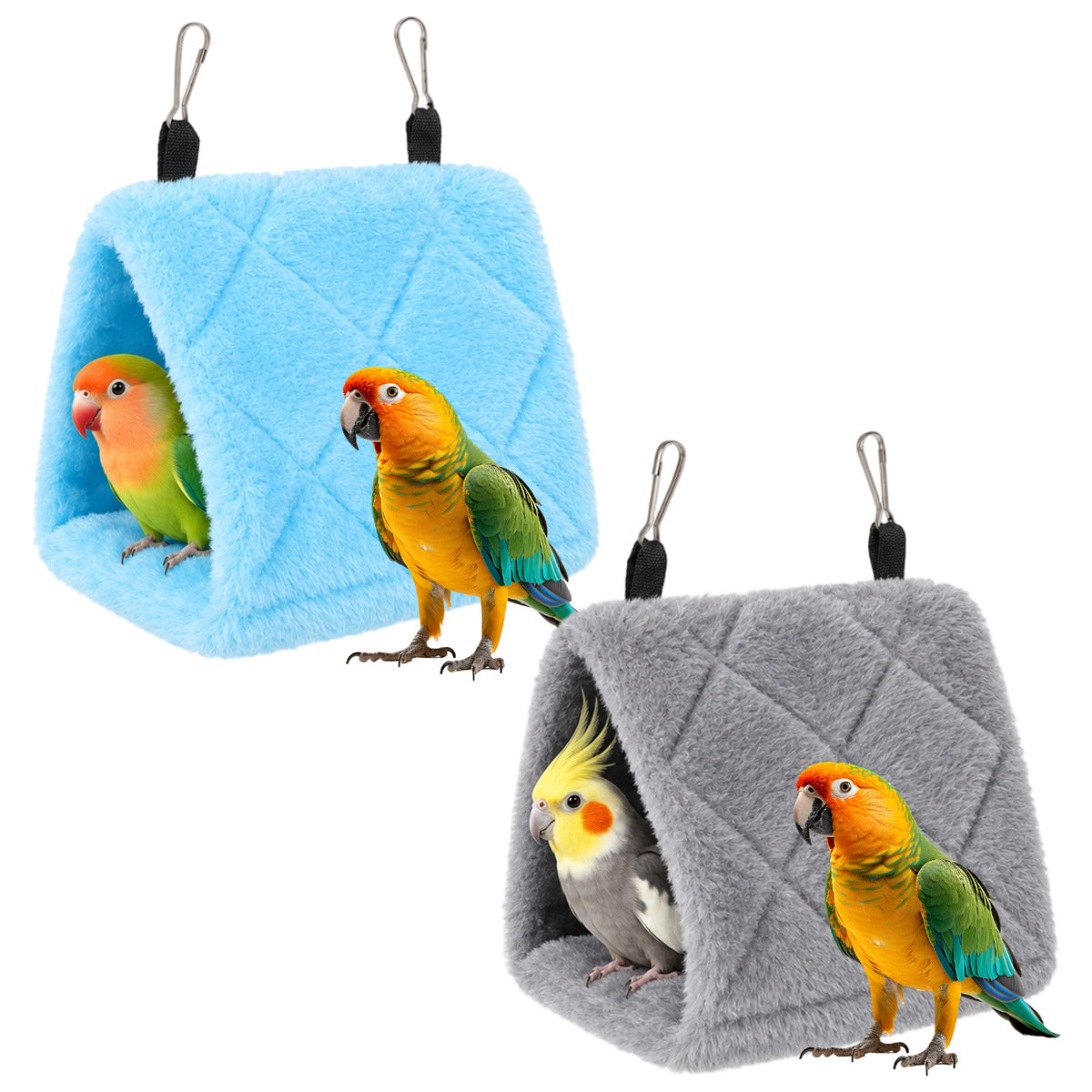 oruola 2Pcs Bird Bed for Cage, Parrot Bed, Warm Bird Hut