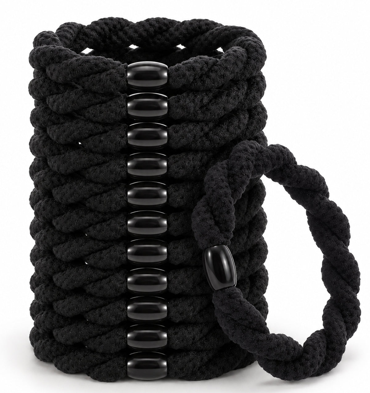 Black Hair Ties,12PCS Black Hair Bands, High-Elasticity Braided Hair Ties