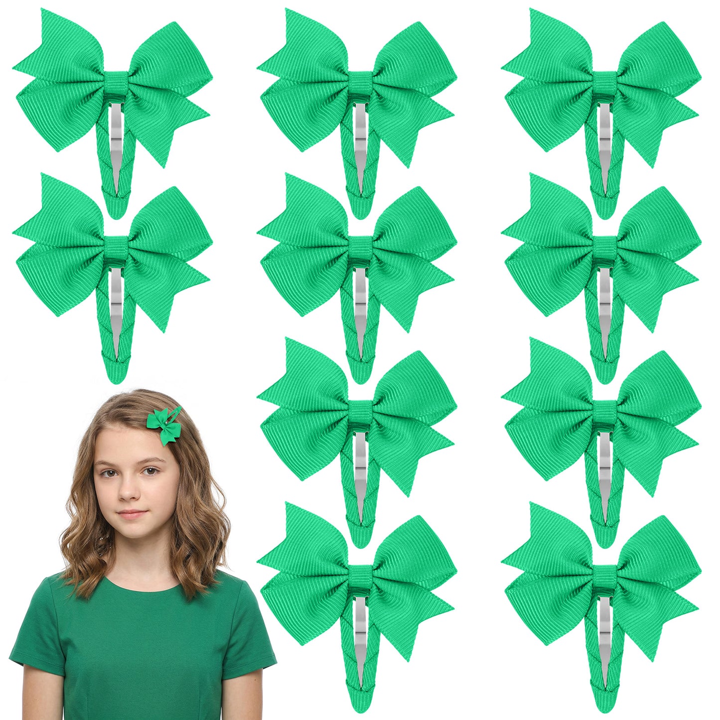 Elegaperma 10pcs Green Bow Hair Clip,Small Green Hair Bows for Toddlers,Mini Ribbon Lightgreen Hairs Clips for Girls School,Girls Bow Hairs Accessories for Kids Toddlers Women Birthday Gifts