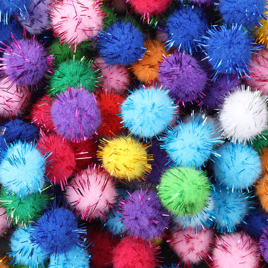Classicseali 200PCS Pom Poms Craft, 2cm Pompoms for Crafting, Various Glitter Pompoms, for Craft Making, DIY Art Creative Crafts Decoration, Multicolor