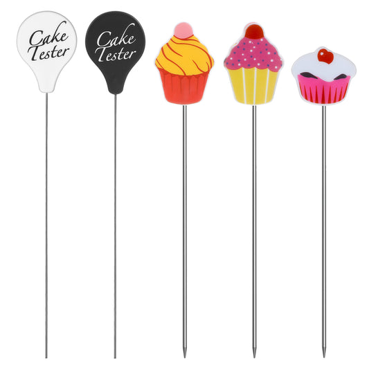 Oruola 5 Pcs Cake Tester,Stainless Steel Cake Tester Baking Skewer,Doneness Reusable Cakes Tester Baking Skewer with Cover,Small Accessories for Cupcake Bread Muffin Baking Supplies