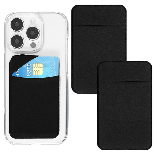 oruola 3 Pcs Card Holder for Phone Case, Slim Black Stick on Card Holder,Stretchy Fabric Phone Wallet Stick on,Credit Card Sticker for All Smartphones