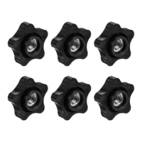 Oruola 6pcs 3/8 Wing Nut,3/8 Inch Star Knobs, 5 Star Shaped Threaded Knob,3/8-16 Thread Knob Nut for T Track Bolts Jigs Knobs,Sawing Machine, Drilling Machine, Plastic Screw-On Type(Black)