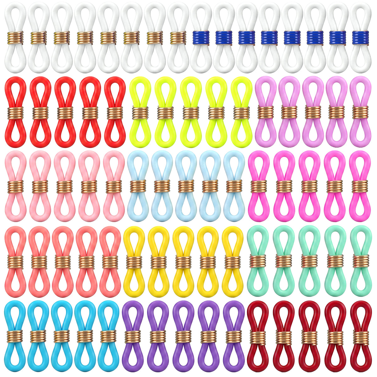 Elegaperma 200Pcs Eyeglass Chain Ends, Adjustable Glasses Chain Loops