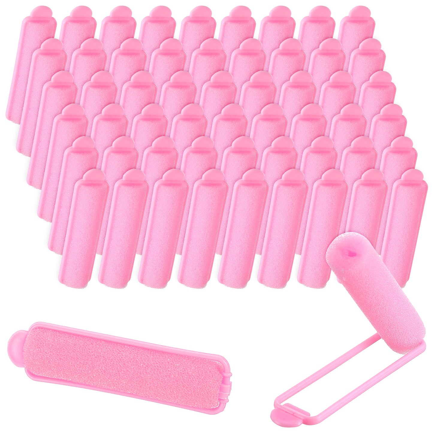 Oruola 56pcs Foam Rollers for Hair,2.67 In Foam Hair Rollers, Heatless Curlers for Fine Thin Hair,Sponge Rollers for Hair,Soft Hair Rollers for Hair Styling Long Short Hair Ladies Children (Pink)