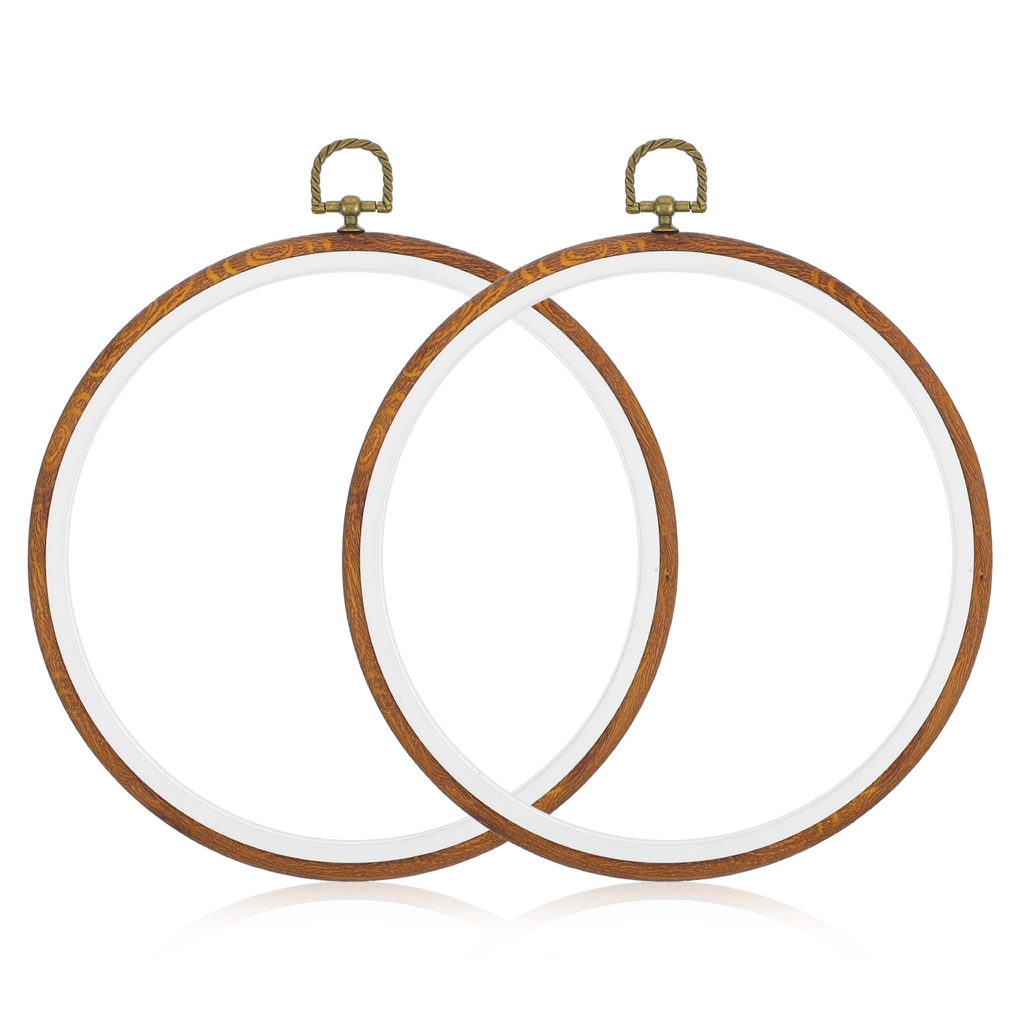 2 Pcs 8 Inch Embroidery Hoops, 8.27 Inch Embroidery Frames,Round Imitated Wood Embroidery Hoop Frame for Cross Stitch Art Craft Decoration