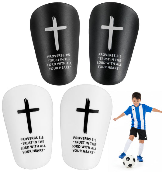 2 Pairs Mini Shin Pads Football, Mini Shin Pads Football Ultra Lightweight for Kids Youth & Adults, Comfortable Fit for Footballs & Indoor Soccer Training (Black/White)