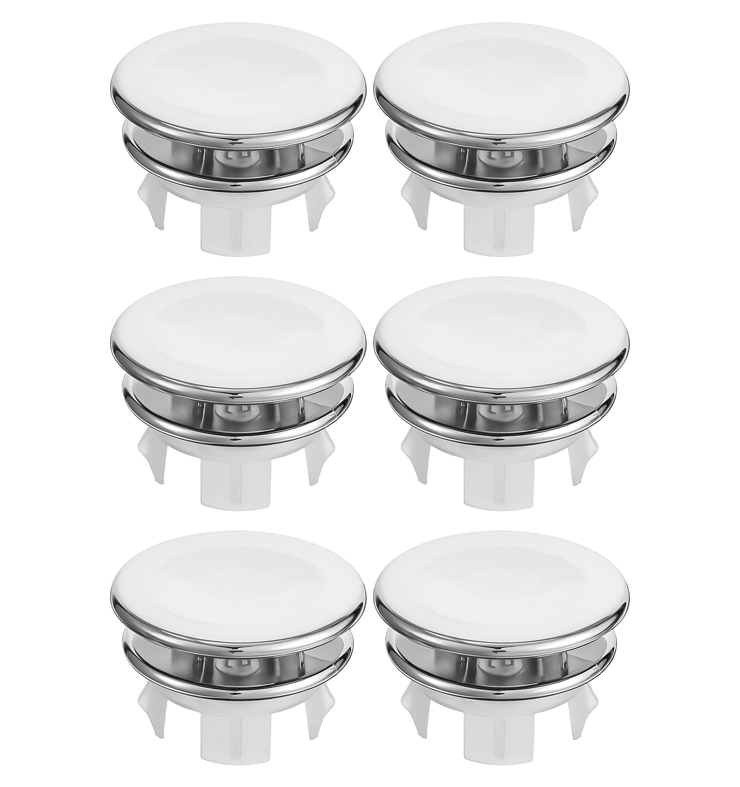 6 Pack Sink Overflow Ring, Sink Overflow Kit Round for Bathroom & Kitchen, Over flow Cap, Decorative & Durable (Silver)