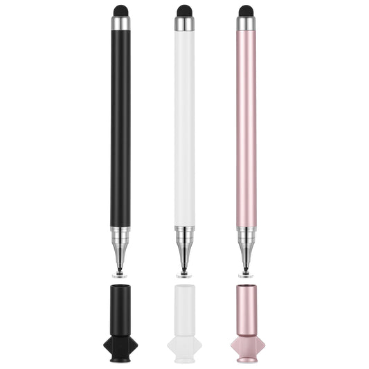 Guduling 3pcs Phone Stylus, Stylus Pen for Touchscreen with Stand Cap, Universal 2-in-1 Stylists Pens for Touch Screens, Android, Phone, Pad, Tablets, High Precision, Black/White/Rose Gold
