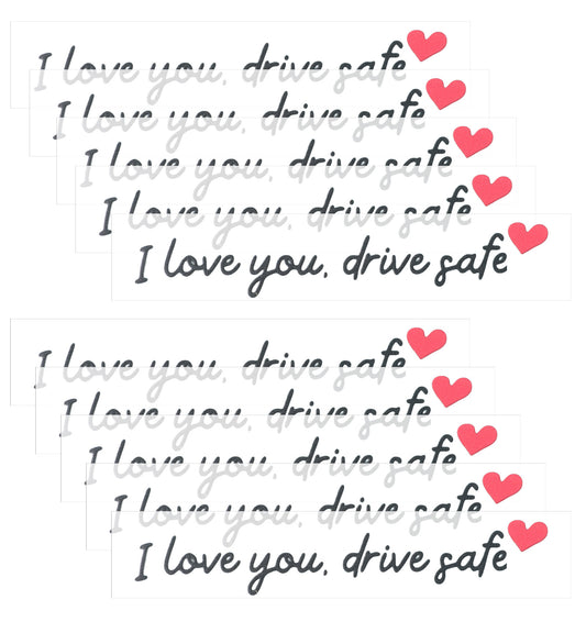 ValueBargain 10 Pcs I Love You Drive Safe Mirror Sticker, Vinyl I Love You Drive Safe Sticker with Heartfelt Message for Rear View Mirror (Black)