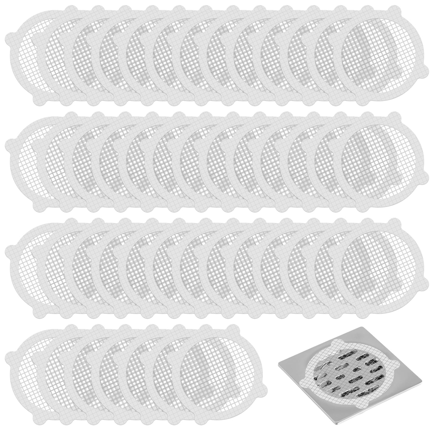 Classicseali 50pcs Hair Drain Catcher, Circular Disposable Hair Catcher Shower Drain, 3.5 in Bathroom Drains Cover, for Human and Pet Hairs Bathroom, Bathtub, Kitchen, Sink,White