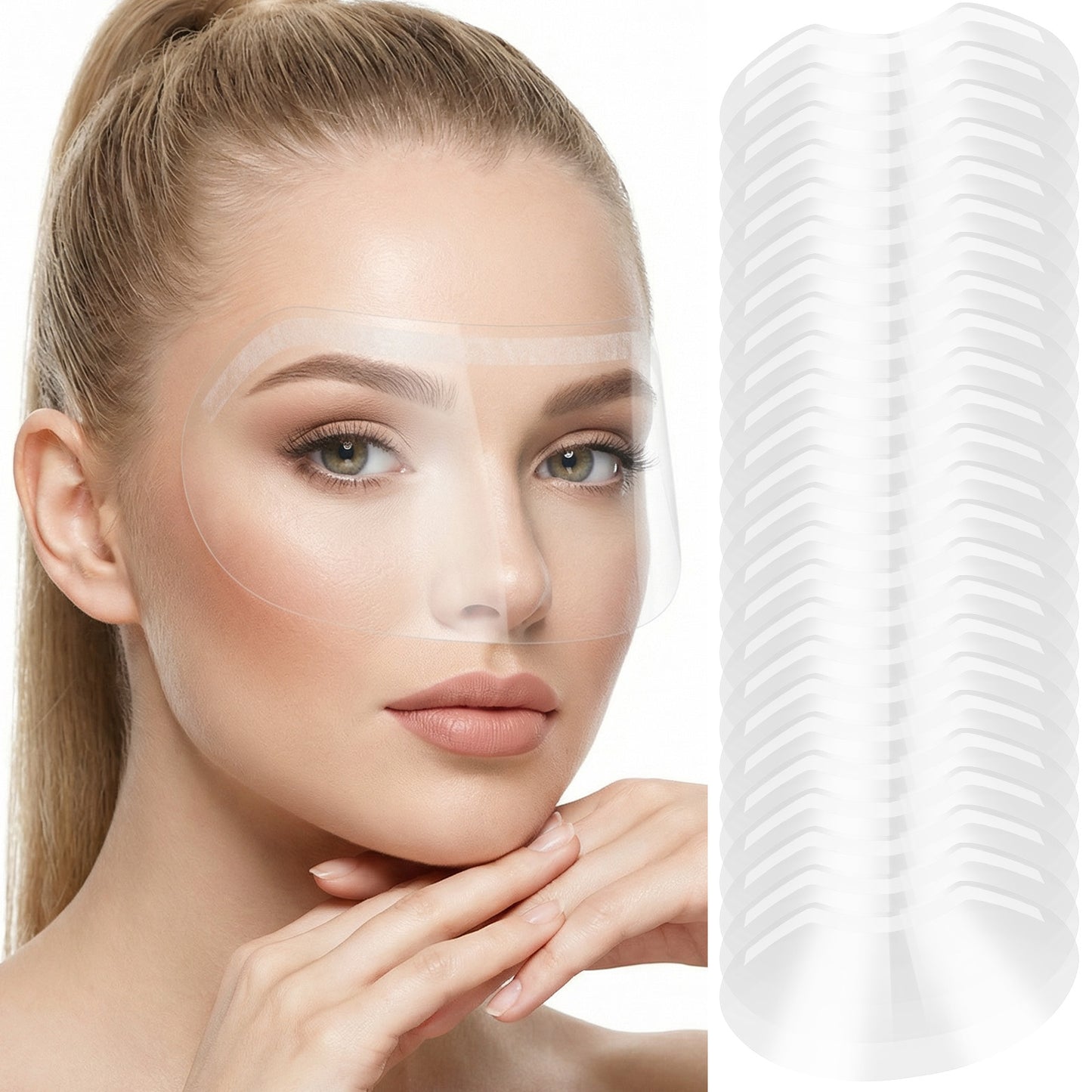 Elegaperma 100 PCS Clear Face Visors, Shampoo Eye Shield Shower Visor Transparent Adhesive Patches for Face and Eye Dryness in Shower and Hair Care