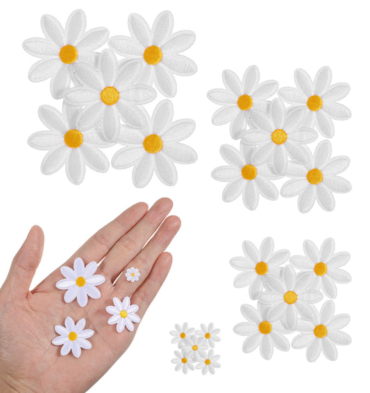 20 Pcs Daisy Applique, Flower Iron on Patches, Sew on Flower Decals