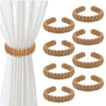 Guduling 6 Pack Curtain Tiebacks,Boho Decor Curtain Tiebacks, Handmade Jute Rope Holdbacks for Sheer & Lightweight Curtains, Rustic Farmhouse Home Office Decor (Brown, 24 x 2.5 cm)