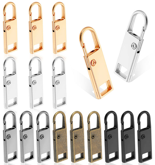 15PCS Zipper Pull Replacement, Metal Replacement Zipper Pull Tab, Repair Zippers Slider for Luggage, Backpacks, Suitcases, Jackets, Purses, Handbags, Easy Install (Multicolor)