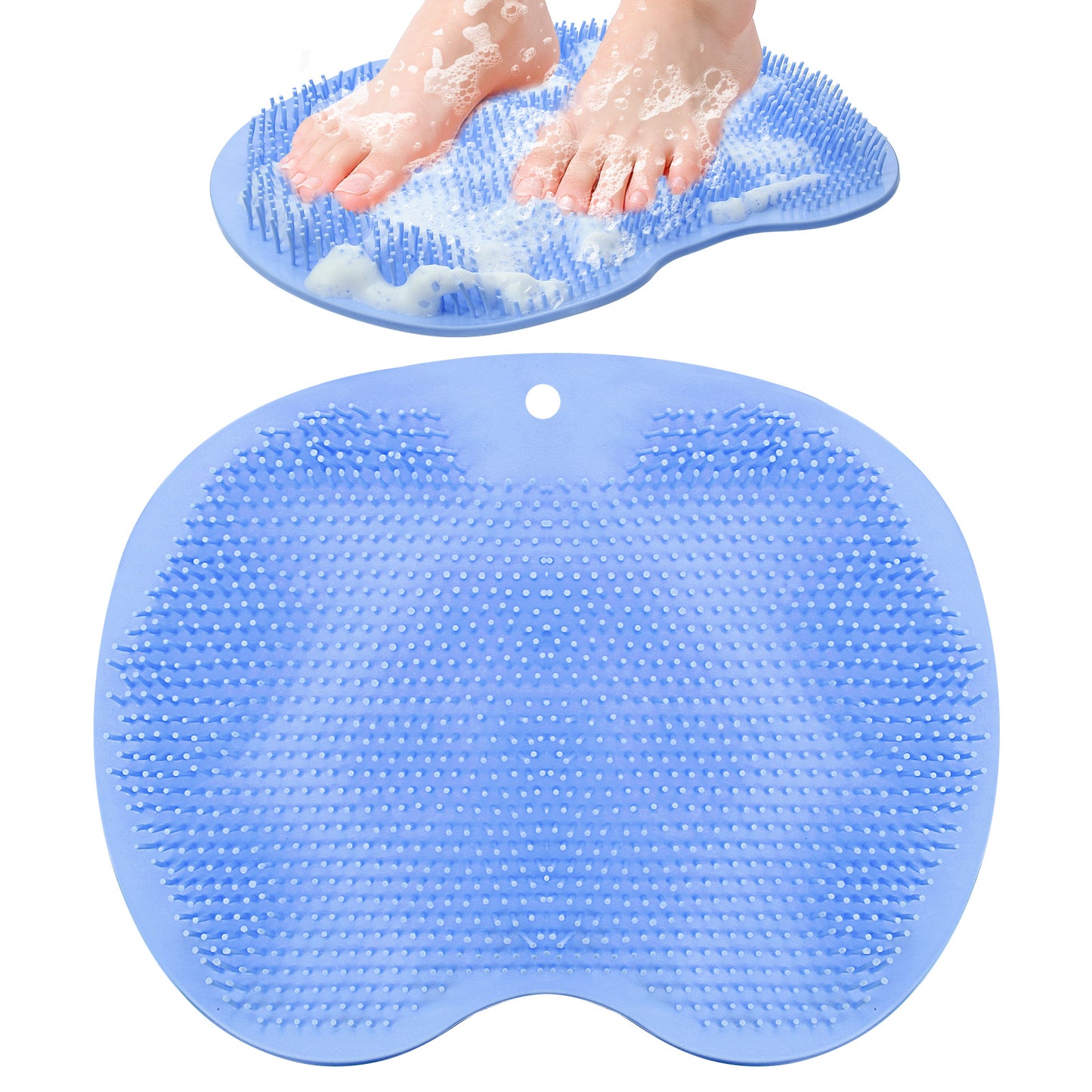 Guduling Shower Feet Scrubber Mat,Silicone Foot Scrubber Mat with Non-Slip Suction Cups,Exfoliating Bath Wash Pad,Foot and Back Scrubbers for Shower Floor, Blue
