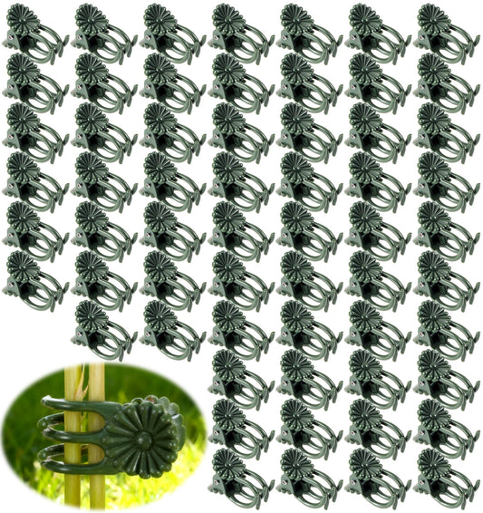 Thrymme 60Pcs Plant Clips, Plastic Orchid Clips Plant Clip for Climbing Plants Support for Vines & Stems, Ideal for Indoor & Garden Orchid Flower Plants, Durable Easy to Use, Green