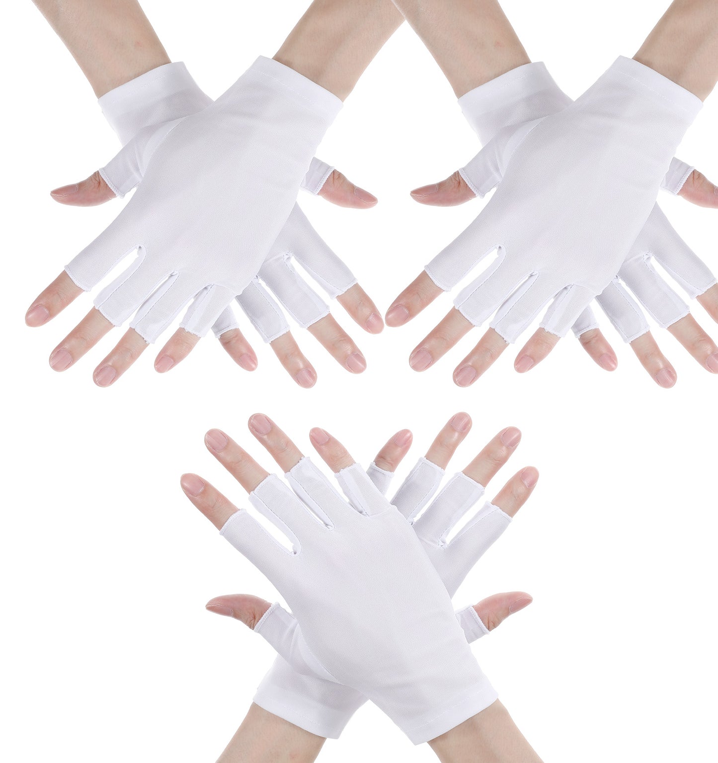 3 Pairs Cotton Gloves for Eczema, White Fingerless Gloves for Dry Hands, Moisturising Overnight for Sleeping with UV Protection, Thin Breathable Perfect for Sleeping, Night Spa, Lotion Treatment