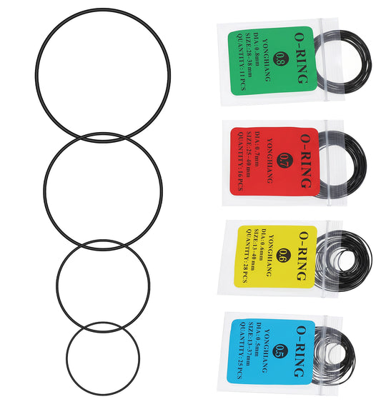 Thrymme 80Pcs Watch Gasket, 0.5/0.6/0.7/0.8mm Rubber Watch Back Gasket