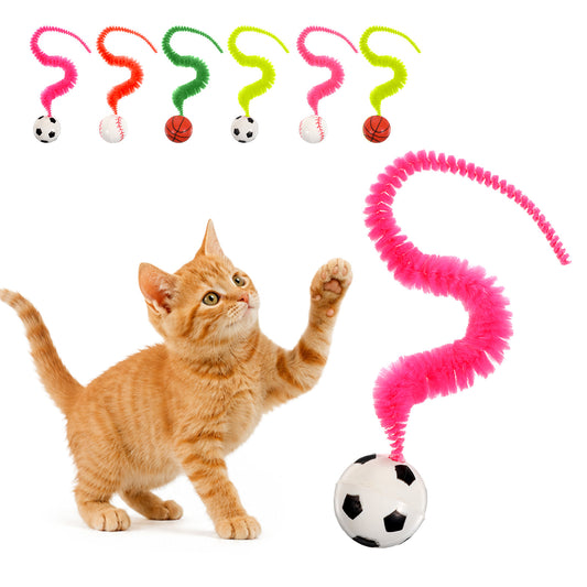 oruola 6PCS Cat Toy Ball with Tail,Colorful Bouncy Balls for Cats