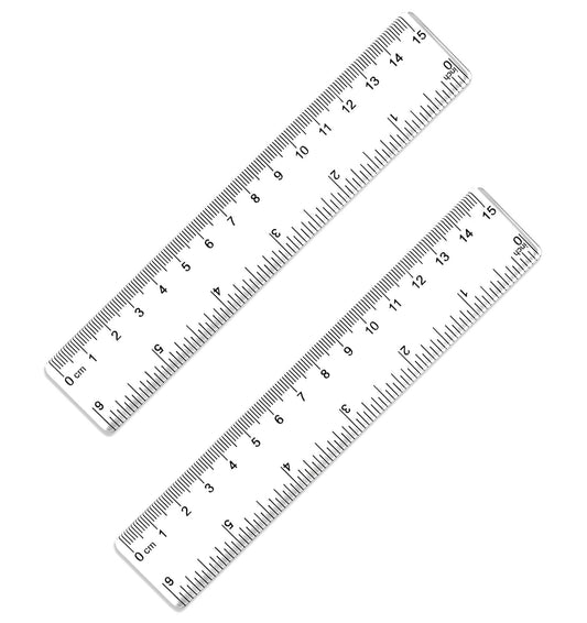 2Pcs Ruler 15cm, Plastic Small Ruler with Cm & Inch Scales