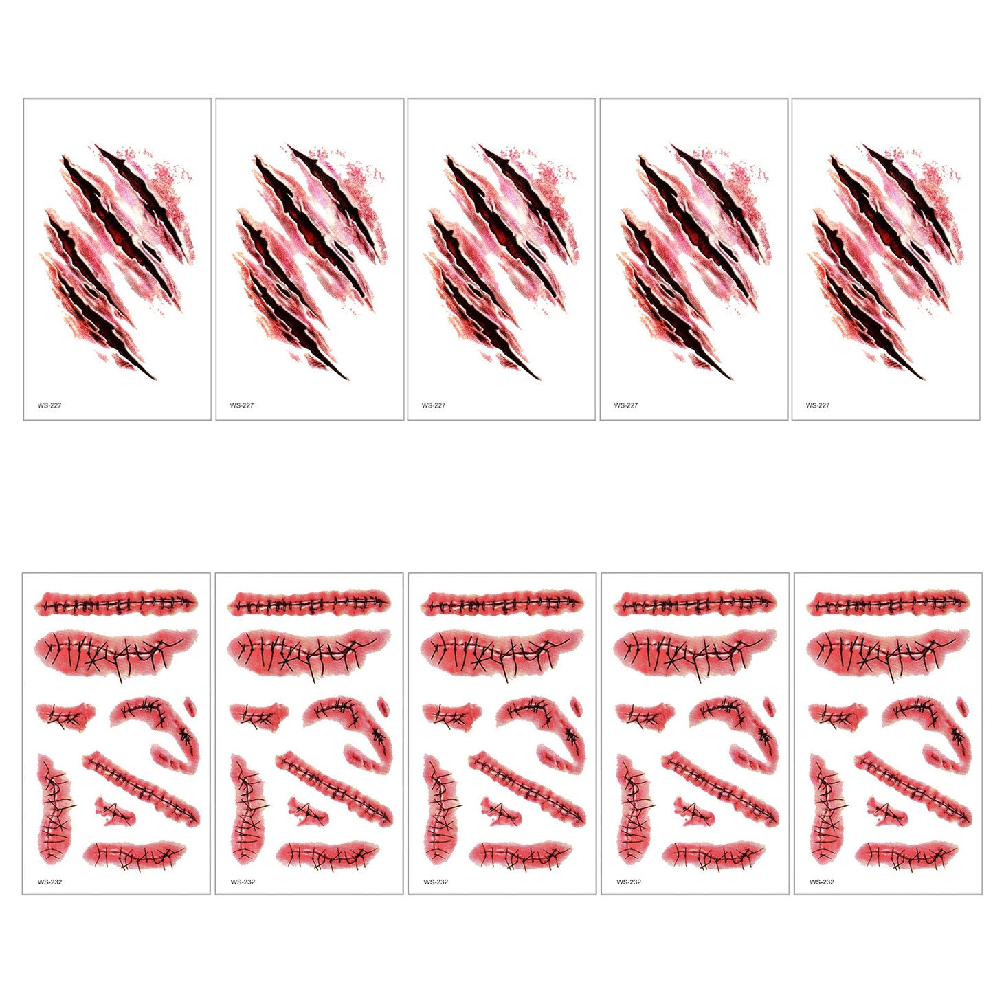Guduling 10 Sheets temporary tattoos halloween,Fake Blood Scar Tattoos,Halloween Fake Tattoo Stickers,Wound Tattoo Stickers Halloweens Accessories Halloweens Costume Makeup for Party Cosplay