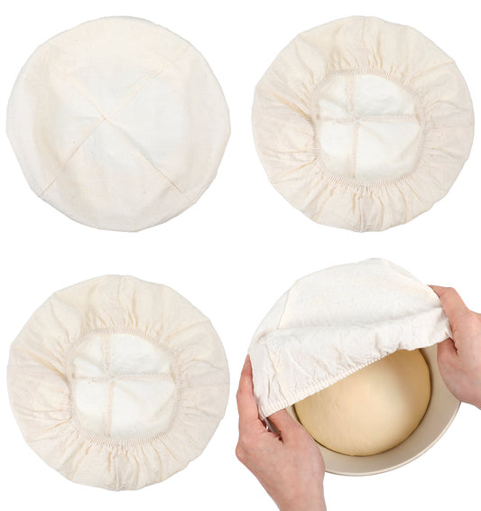 3 Pack Bread Proofing Cover, 9 Inch Round Banneton Basket Liner Cloth Reusable Bowl Covers for Breads Proofing, Sourdough Bread Baking Supplies