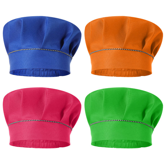 Classicseali 4Pcs Kids Chef Hat, Adjustable Elastic Chef Hat Kids, Multi-Colored Chefs Hats for Kid, 19.68-21.26 in, Chefs Hats Perfect for Baking, Cooking Parties, Art Classes, and More