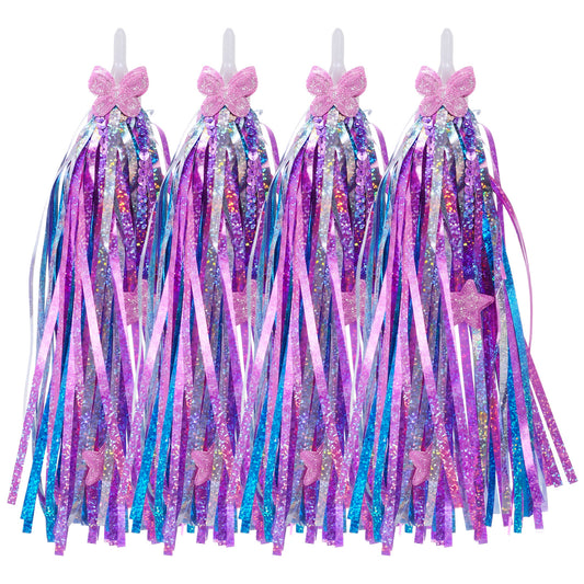 Classicseali 4pcs Bike Tassels for Girls, Colorful Bike Streamers for Girls, Durable Handlebar Streamers, Suitable for All Kinds of Children's Vehicles, including Bicycles, Scooters and Tricycles