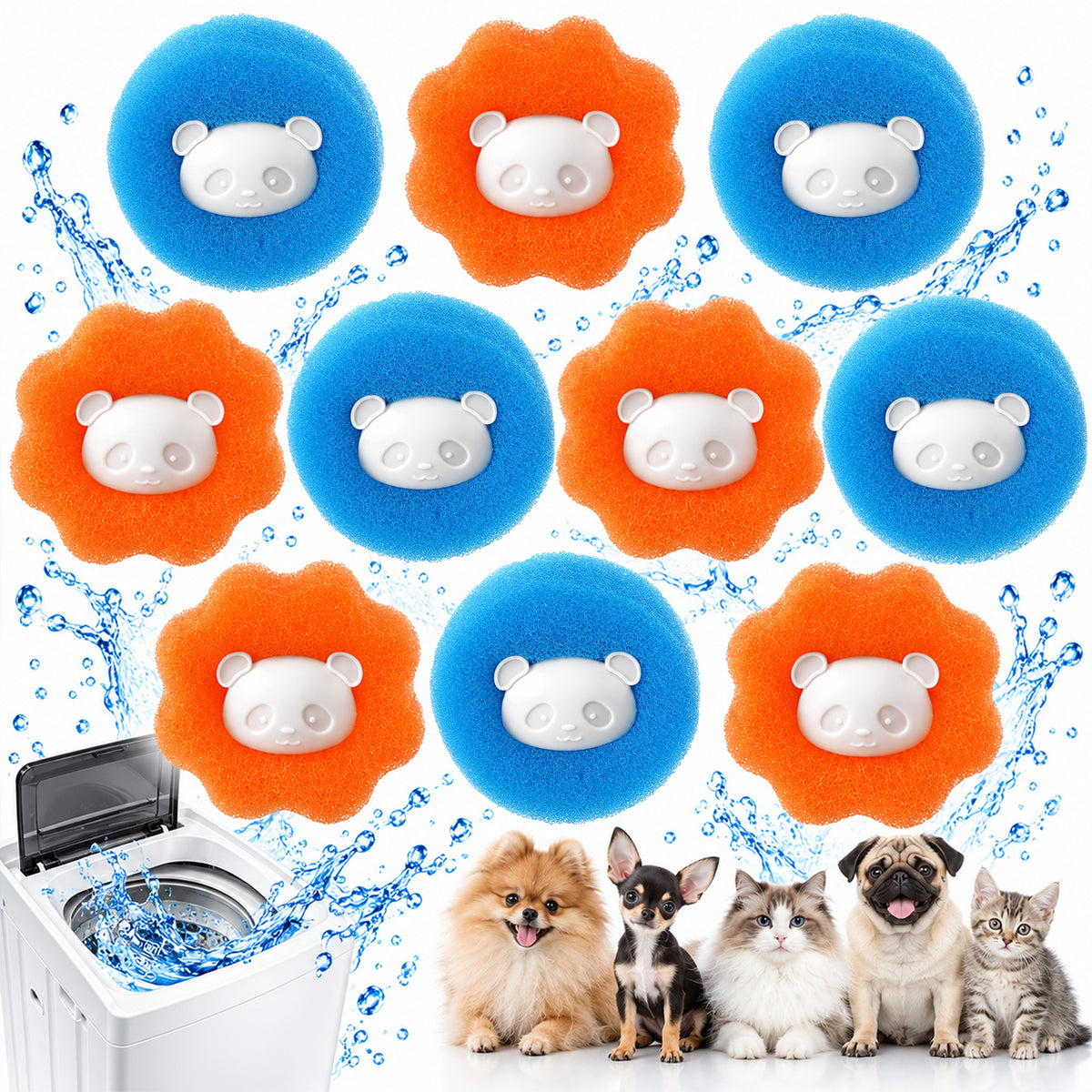 Elegaperma 10Pcs Pet Hair Remover for Laundry, Sponge Pet Hair Catcher