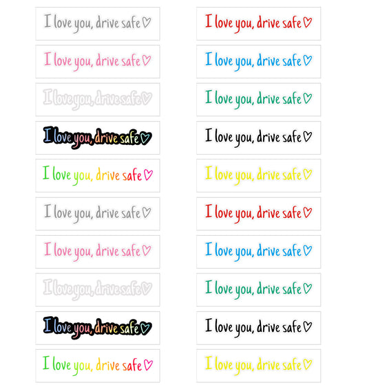 20Pcs I Love You Drive Safe Mirror Sticker, I Love You Drive Safe Sticker Decals to Show Your Loves, Waterproof & Reusable (Multicolor)