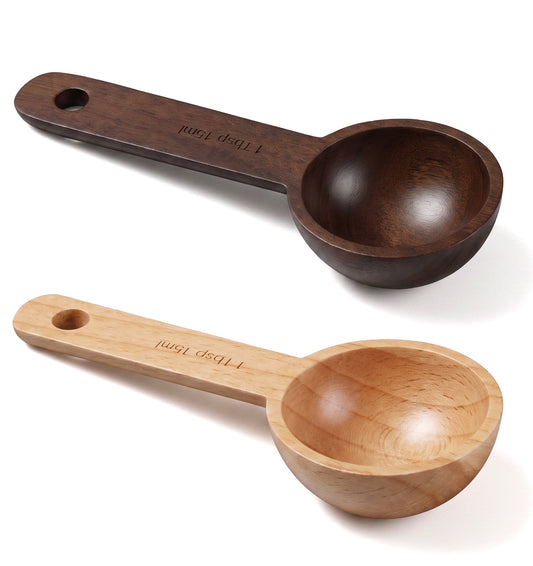 2Pcs Coffee Scoop for Ground Coffee, 15ml 1 Tablespoon Wooden Scoop
