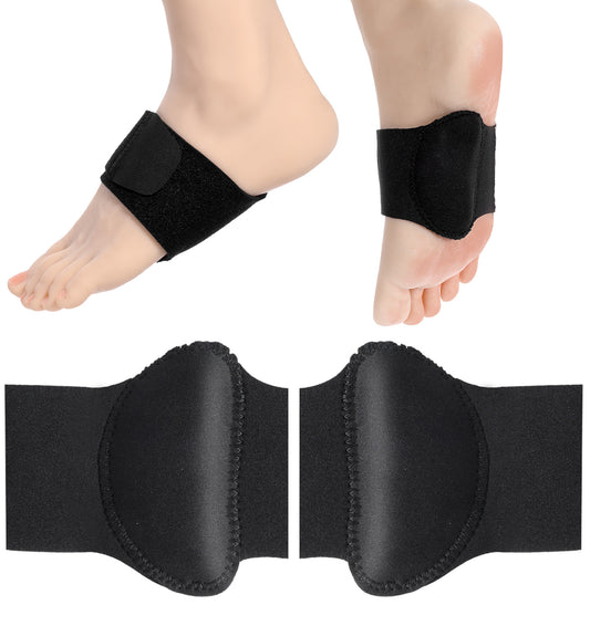 2 Pack Plantar Fasciitis Arch Support Brace, Adjustable Foot Arch Support Wrap with Gel Pads for Flat Feet, Fallen Arches, Unisex Orthotic Foot Supports, Fits All Shoes (Black)