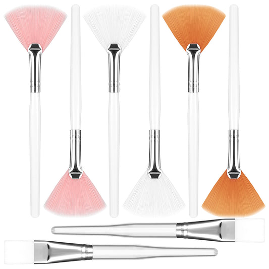 oruola 8pcs Face Mask Applicator,Face Mask Brush,Soft Facial Brush,Fan Brush for Applying Facial Mask,Eye Mask,Serum,DIY Skincare(Pink,Yellow,White)