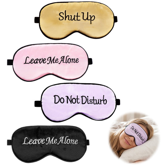 4 PCS Blindfold for Couples Sexy, Ultra Soft Silky Funny Eye Mask, Adjustable Elastic Strap for Full Night's Sleep (Black, Lavender, Pink, Gold, 8.1 X 3.7 Inches)