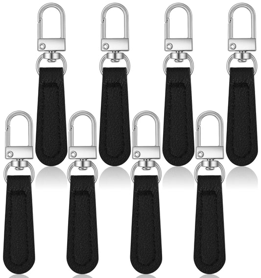 8Pcs Zipper Pull Replacement, Black Detachable Leather Zipper Pulls Zippers Tab Handle Replacement for Purses Clothing Jackets Backpacks Leather Boots Handbags Luggage Suitcases, Black