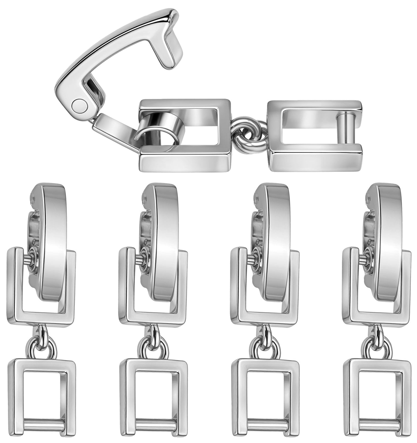 Necklace Extender Silver, 5Pcs Bracelet Extender Clasp Adjustable Length Necklace Anklet Extensions, Foldover Clip Link Perfect for Jewelry Making & DIY Crafts Durable & Easy to Use