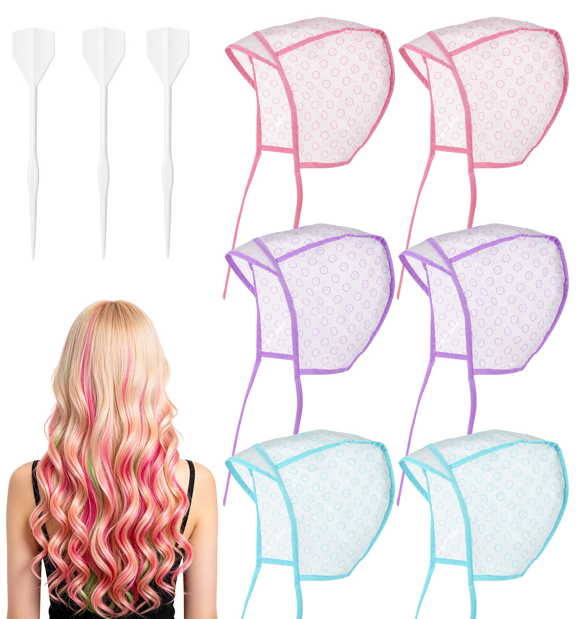 3 Pcs Highlighting Cap, Disposable Hair Highlight Cap with Hook