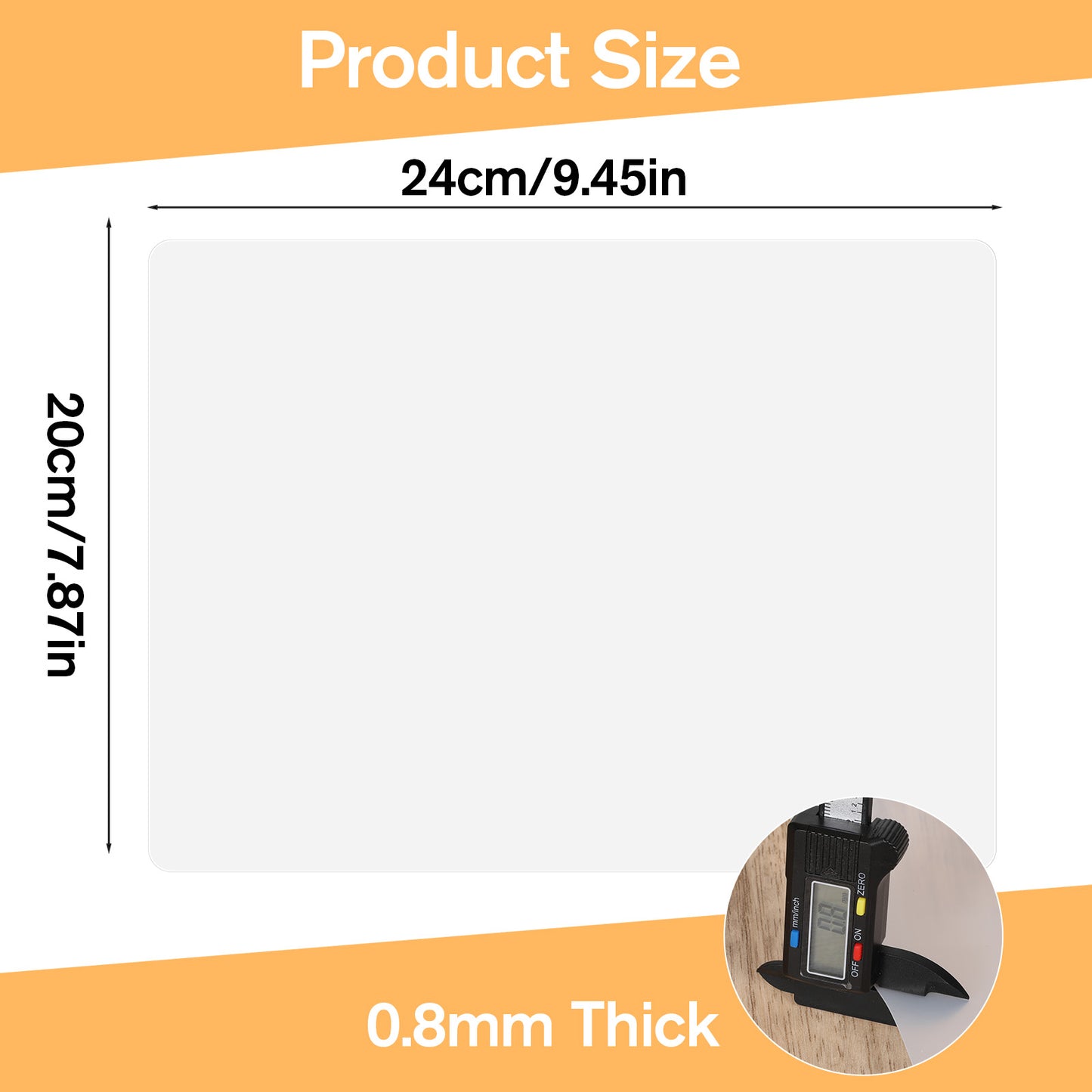 Oruola 2pcs Clear Silicone Mat,24 X 20 cm/9.45 X 7.87 In Silicone Mats for Crafts,Silicone Mats for Kitchen Counter,Heat Resistant, Non-Slip, Waterproof, Washable Silicone Sheet