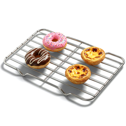 Classicseali Grill Rack, Stainless Steel Small Cooling Racks for Baking, Heavy Duty Small Baking Rack, with 4 Legs Rectangle Wire Cooking Racks for Meat, 5.3 X 8.46Inch