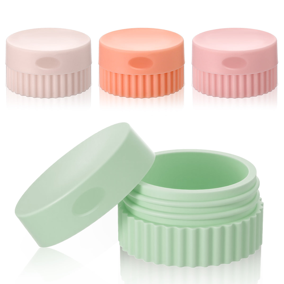 Elegaperma 4pcs Small Travel Pots, 0.68 OZ Silicone Travel Pots for Cream