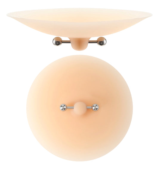 2 Pcs Fake Nipple Piercings, Reusable Silicone Pierced Nipple Pasties