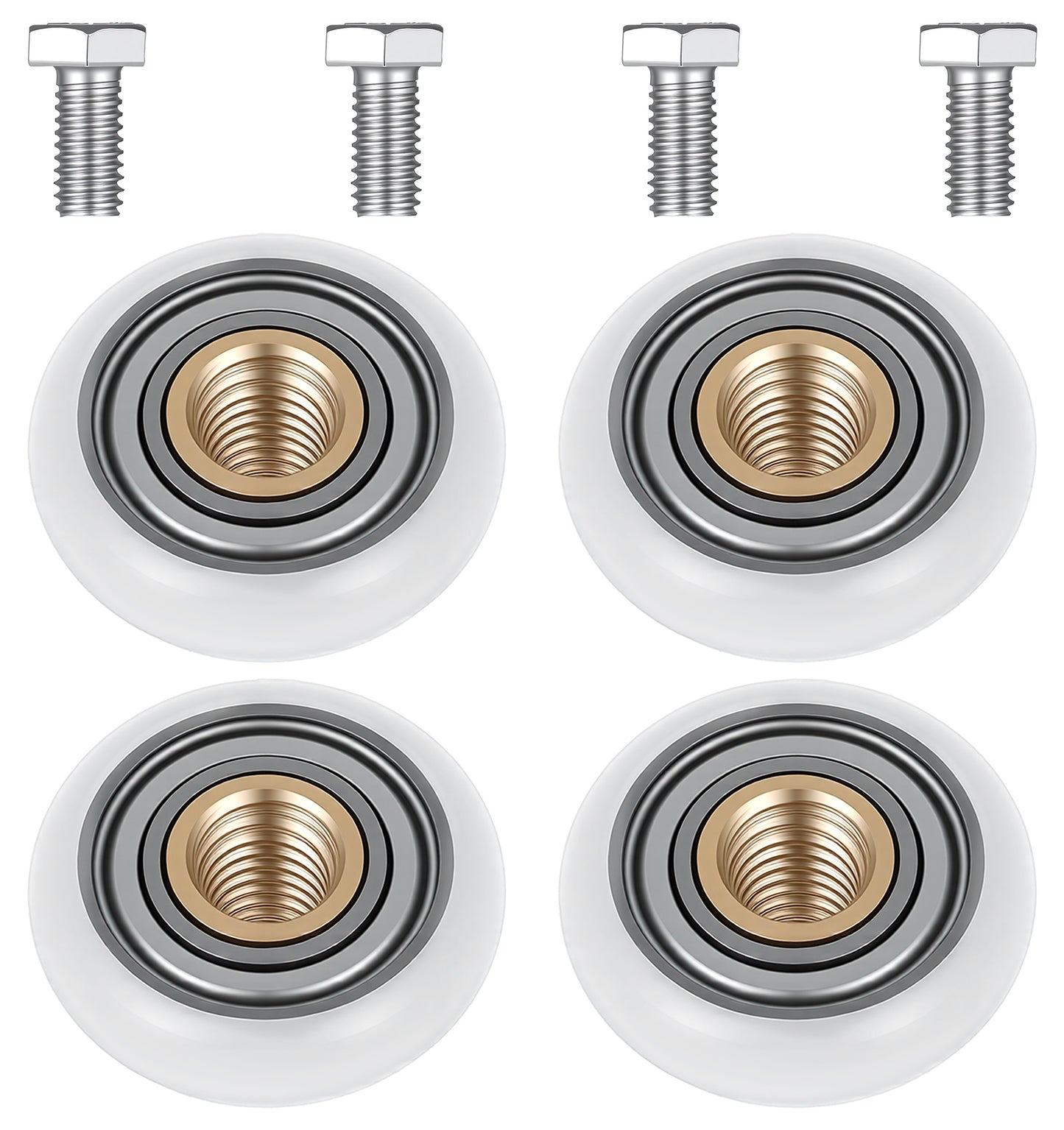4 Pcs Shower Door Wheels 19mm Diameter, Shower Door Rollers Replacement with Copper Construction (White)