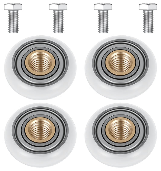 4 Pcs Shower Door Wheels 19mm Diameter, Shower Door Rollers Replacement with Copper Construction (White)