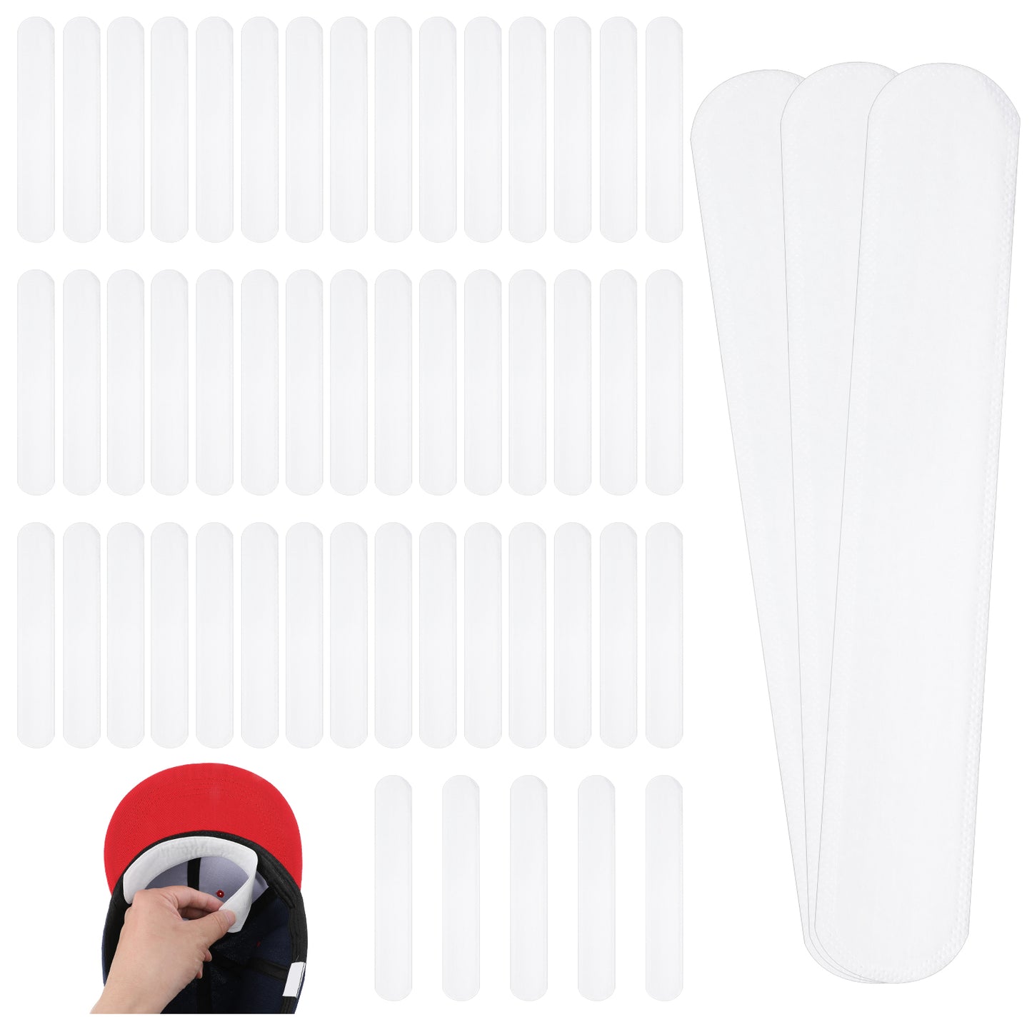 Classicseali 100PCS Hat Size Reducer,Disposable Hat Sweat Liners for Caps,Absorb and Stain-Resistant Sweats Bands for Hats, for Baseball Caps,Outdoor Activities, White, 9.45 X 1.5 In