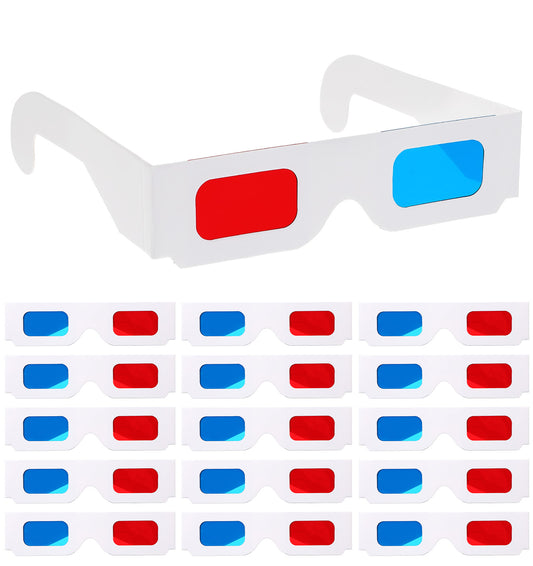 15 Pcs 3D Movie Glasses, Red & Blue 3D Glasses for Cinema Movies at Home